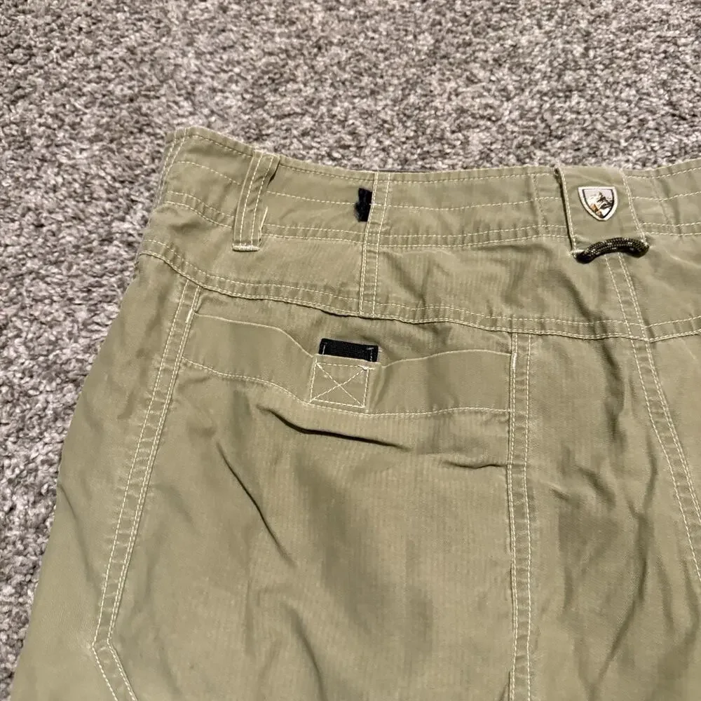 KÜHL Mens XL Khaki Cargo Shorts Ambassador Wornout Hiking Outdoor Utility